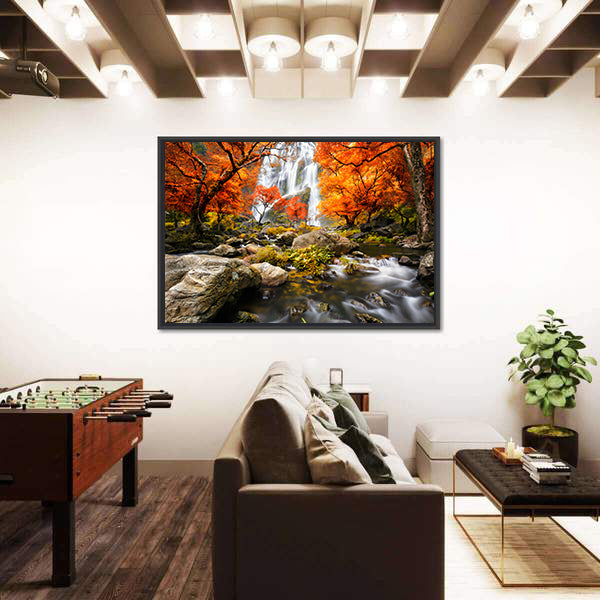 Autumn Waterfall In Kanchanaburi Thailand Canvas Wall Art