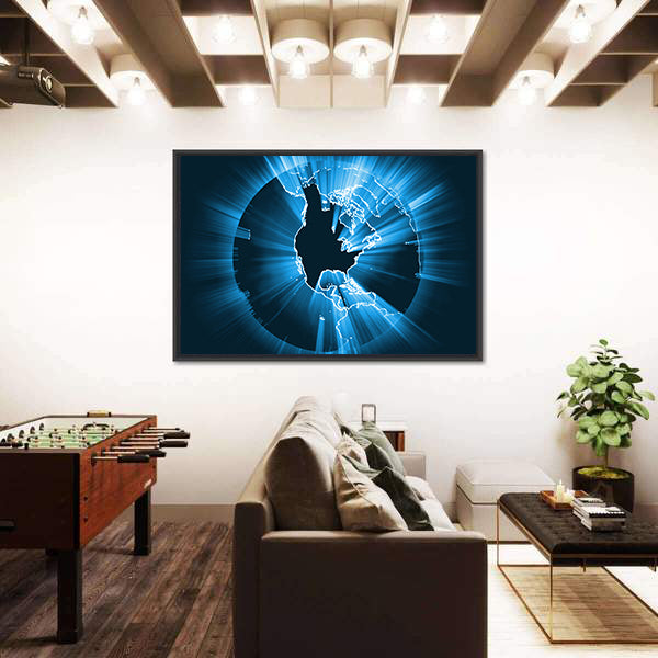Glowing Coastline Starburst Light Flare Canvas Wall Art