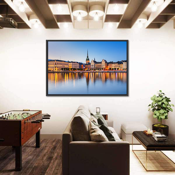 Gamla Stan In Stockholm At Evening Canvas Wall Art