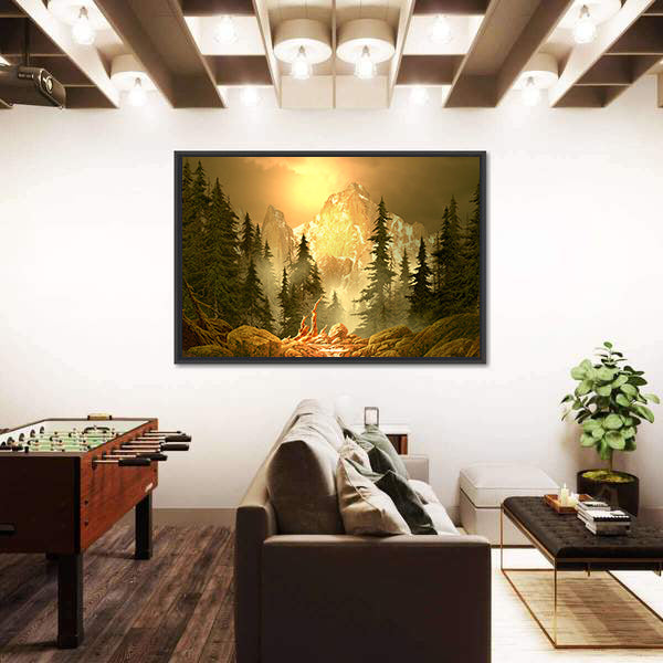 Mountain Stream at Golden Hour Canvas Wall Art