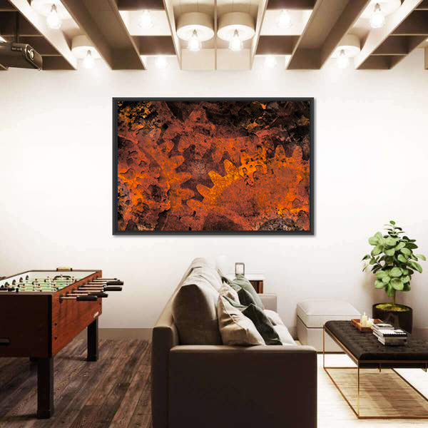 Rusted Gears and Cogs Canvas Wall Art