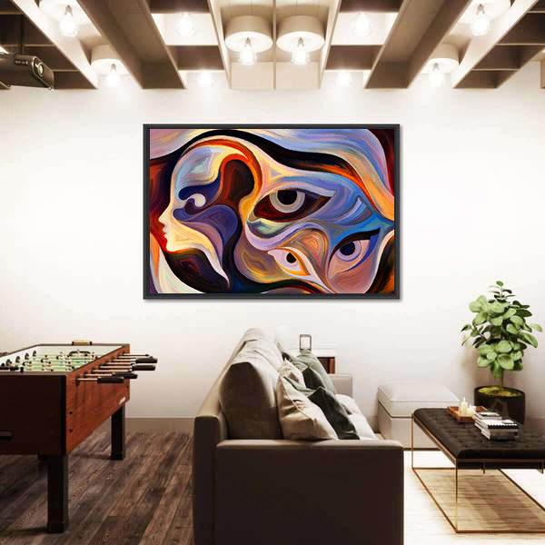 Abstract Human Profile with Eyes Canvas Wall Art