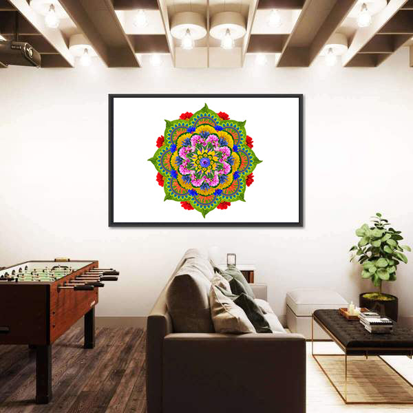 Sacred Lotus Mandala Canvas Wall Art