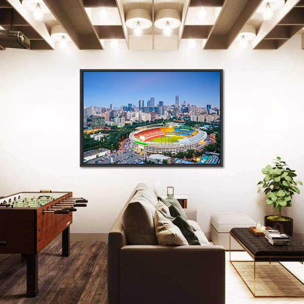 Stadium In Beijing Cityscape Canvas Wall Art