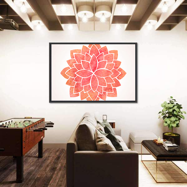 Red Lotus Mandala Canvas Wall Art