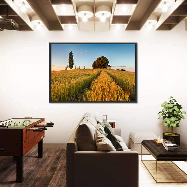 Summer Wheat Field at Golden Hour Canvas Wall Art