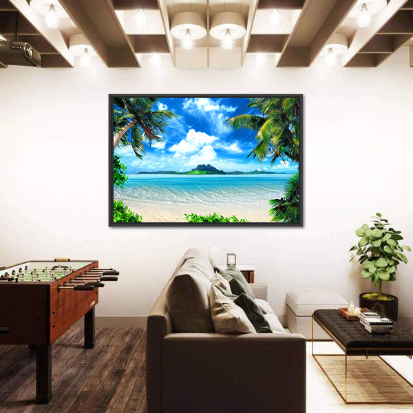 Tropical Beach with Turquoise Ocean Canvas Wall Art