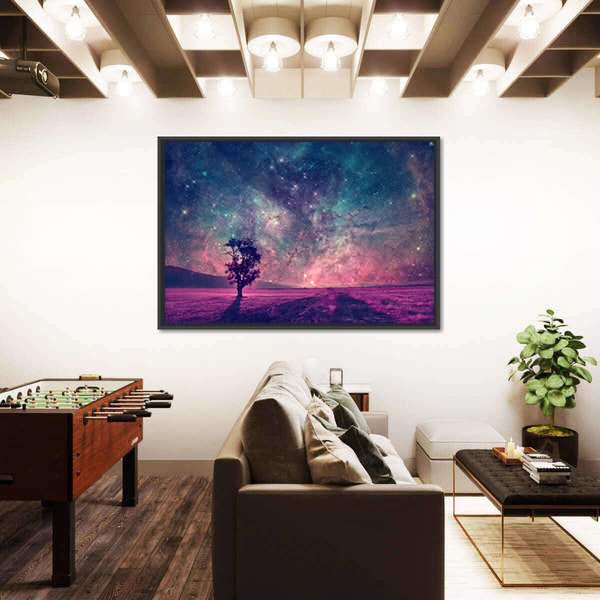 Alien Planet Nebula Silhouette Canvas Wall Art