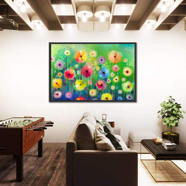 Spring Wildflower Illustration Canvas Wall Art