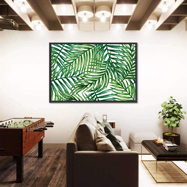 Watercolor Tropical Palm Leaves Canvas Wall Art