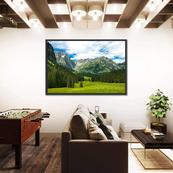 Arnibach Valley Near Engelberg Canvas Wall Art
