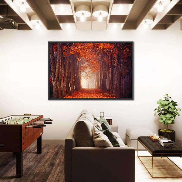 Autumn Misty Forest Canvas Wall Art