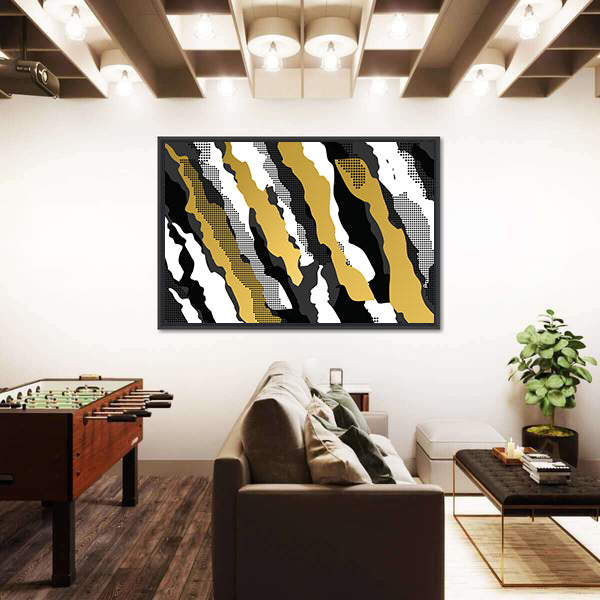 Golden Abstract Camouflage Pattern Canvas Wall Art
