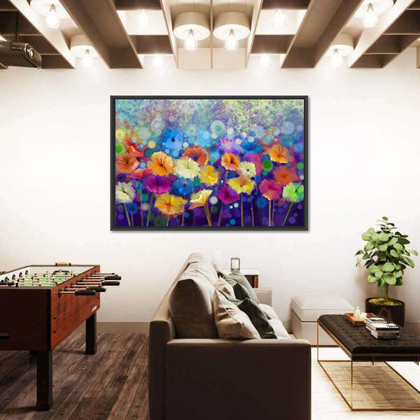 Colorful Watercolor Floral Meadow Canvas Wall Art