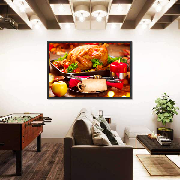 Thanksgiving Dinner Table Canvas Wall Art