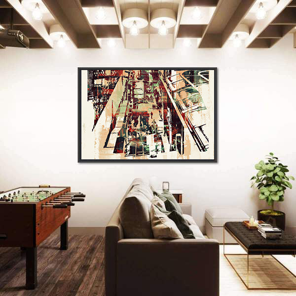 Crowded Urban Cityscape Canvas Wall Art
