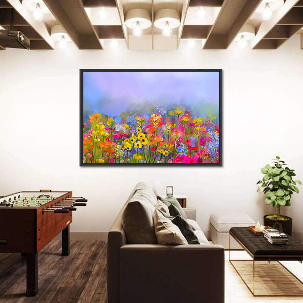 Multicolor Spring Wildflower Meadow Canvas Wall Art
