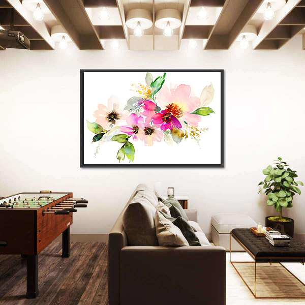 Delicate Watercolor Floral Bouquet Canvas Wall Art