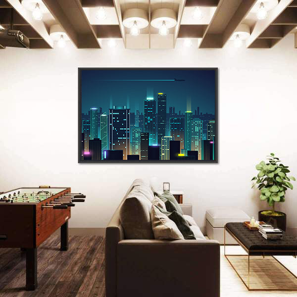 New York City Night Skyline Canvas Wall Art