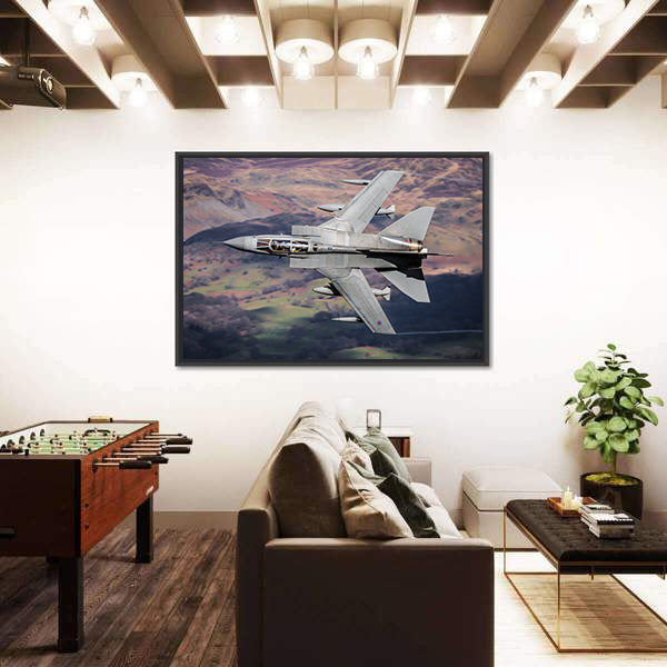 Panavia Tornado Over Mountainous Terrain Canvas Wall Art