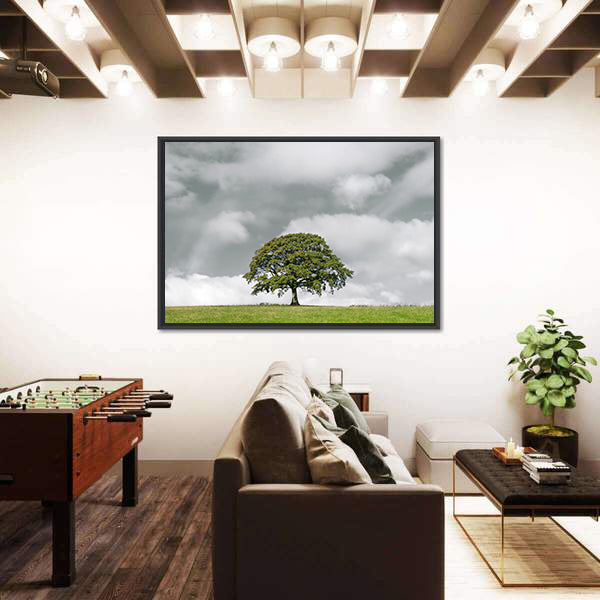 Summer Oak on Grassy Hill Canvas Wall Art