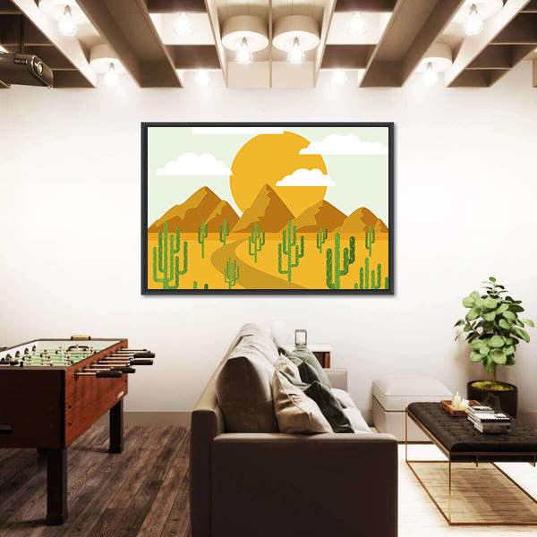 Layered Desert Vector Illustration Canvas Wall Art