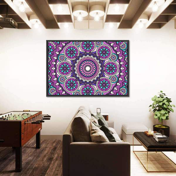 Purple Mandala Pattern Canvas Wall Art