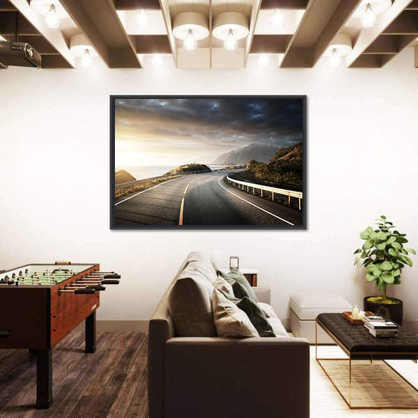 Winding Coastal Road in Lofoten Canvas Wall Art