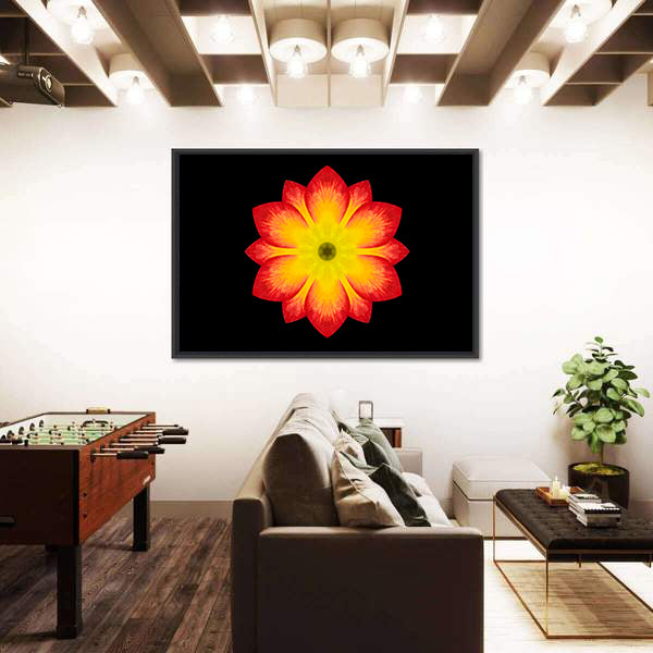 Red And Yellow Flower Mandala Canvas Wall Art