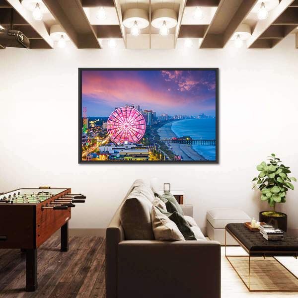 Myrtle Beach Sunset Ferris Wheel Canvas Wall Art