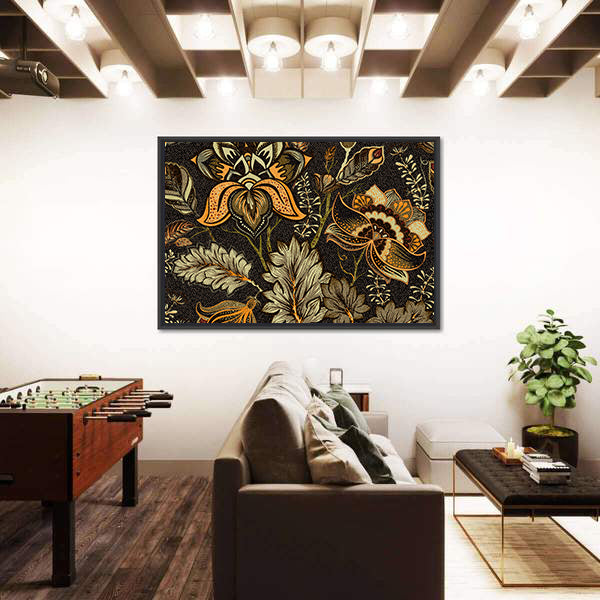 Vintage Ethnic Floral Texture Canvas Wall Art