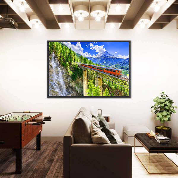 Gornergrat Tourist Train In Zermatt, Switzerland Canvas Wall Art