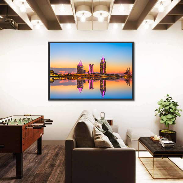 Alabama Downtown Skyline at Dusk Canvas Wall Art