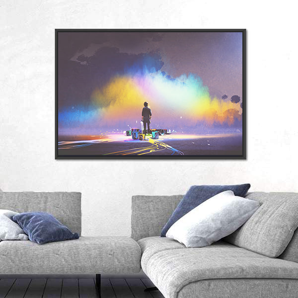 Creative Mind Silhouette with Color Explosion Canvas Wall Art