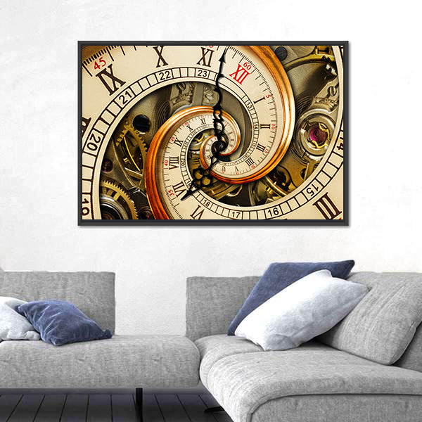 Antique Old Clock Canvas Wall Art