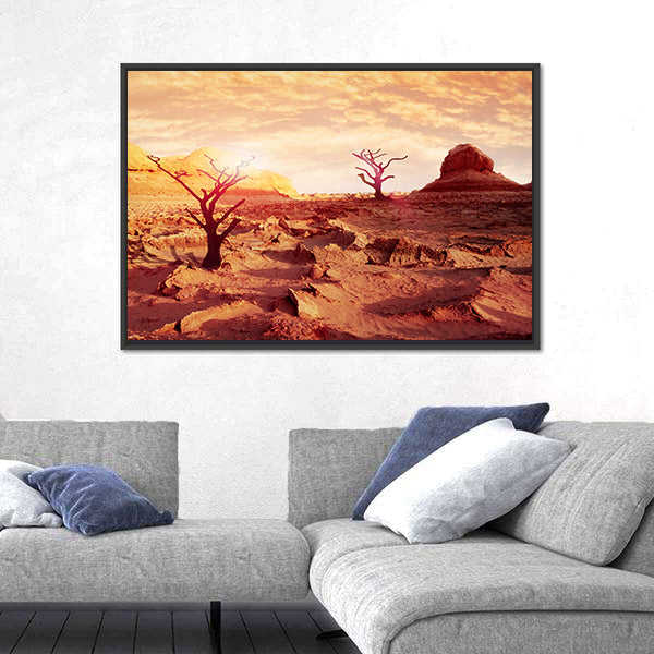 Dry Trees in the Desert Canvas Wall Art