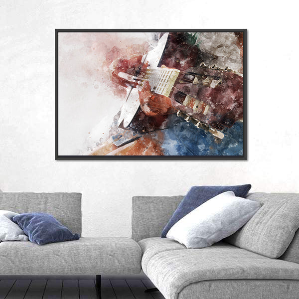 Watercolor Guitar Close-up Canvas Wall Art