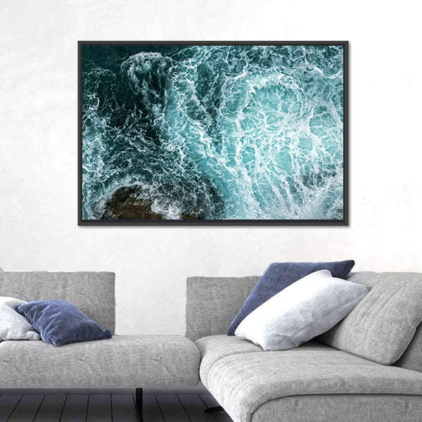 Waves In Blue Ocean Canvas Wall Art