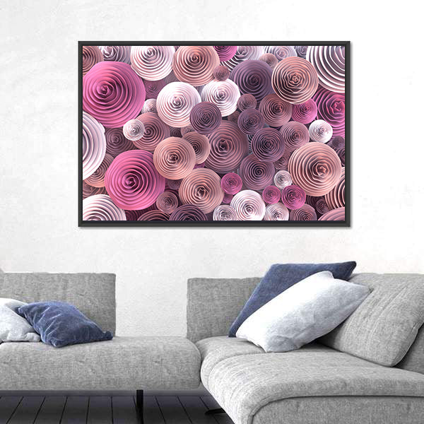 Quilled Paper Roses Abstract Canvas Wall Art