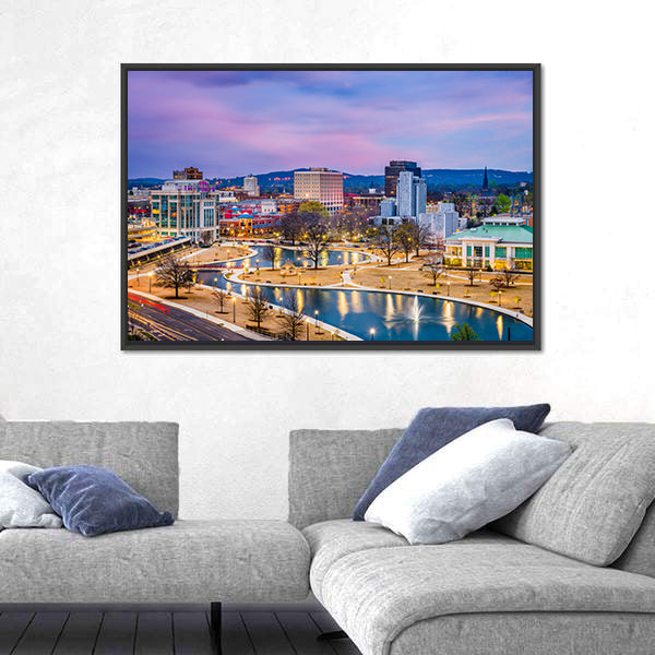 Huntsville Cityscape at Twilight Canvas Wall Art