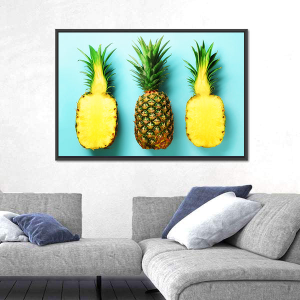 Three Pineapples in a Row Canvas Wall Art