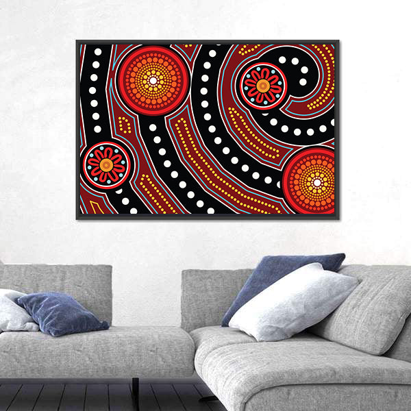 Aboriginal Dot Painting Motifs Canvas Wall Art