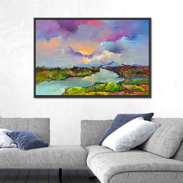 Semi-abstract River Landscape Canvas Wall Art