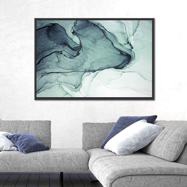 Teal Alcohol Ink Abstract Canvas Wall Art
