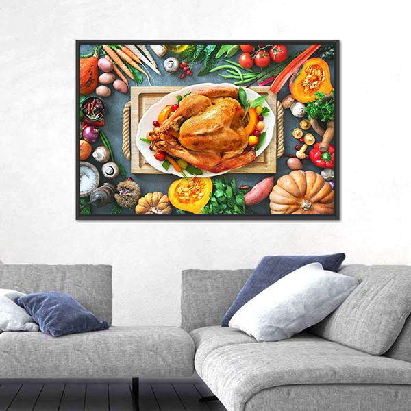Thanksgiving Roasted Turkey Canvas Wall Art