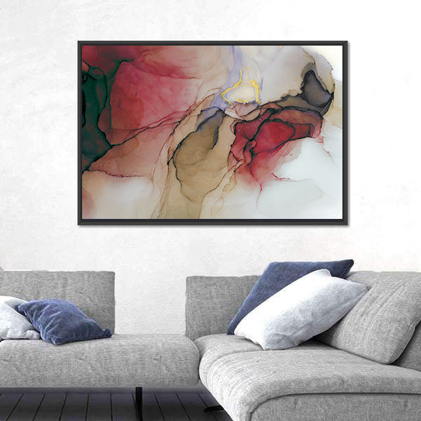 Alcohol Ink Abstract with Gold Accents Canvas Wall Art
