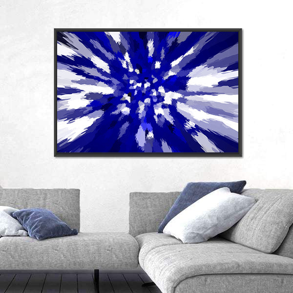 Navy Blue Starburst Abstract Canvas Wall Art