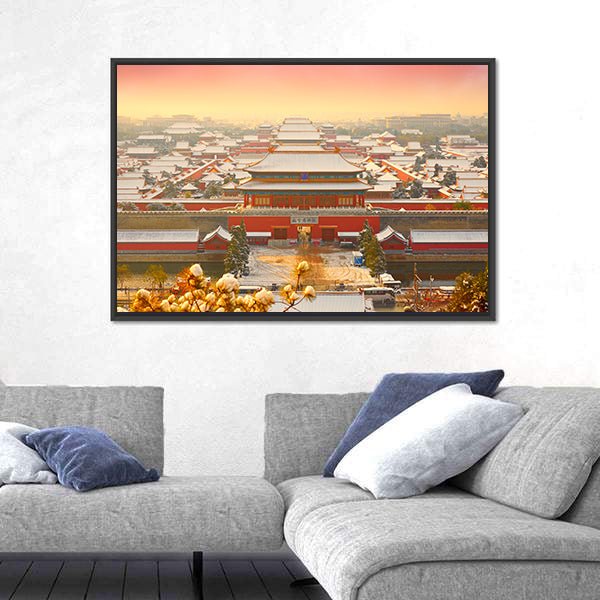 Forbidden City Snow at Sunset Canvas Wall Art