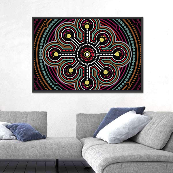 Aboriginal Dot Mandala Design Canvas Wall Art
