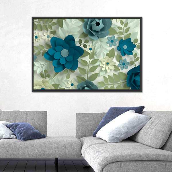 Layered Pastel Paper-cut Flowers Canvas Wall Art